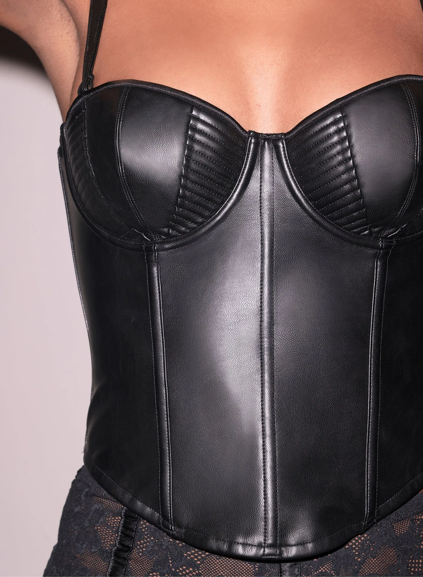 Vegan Leather Bustier Top