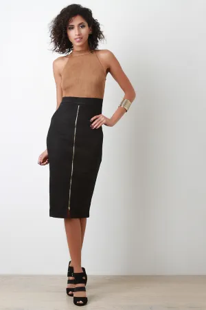 Vegan Suede Colorblock Midi Dress