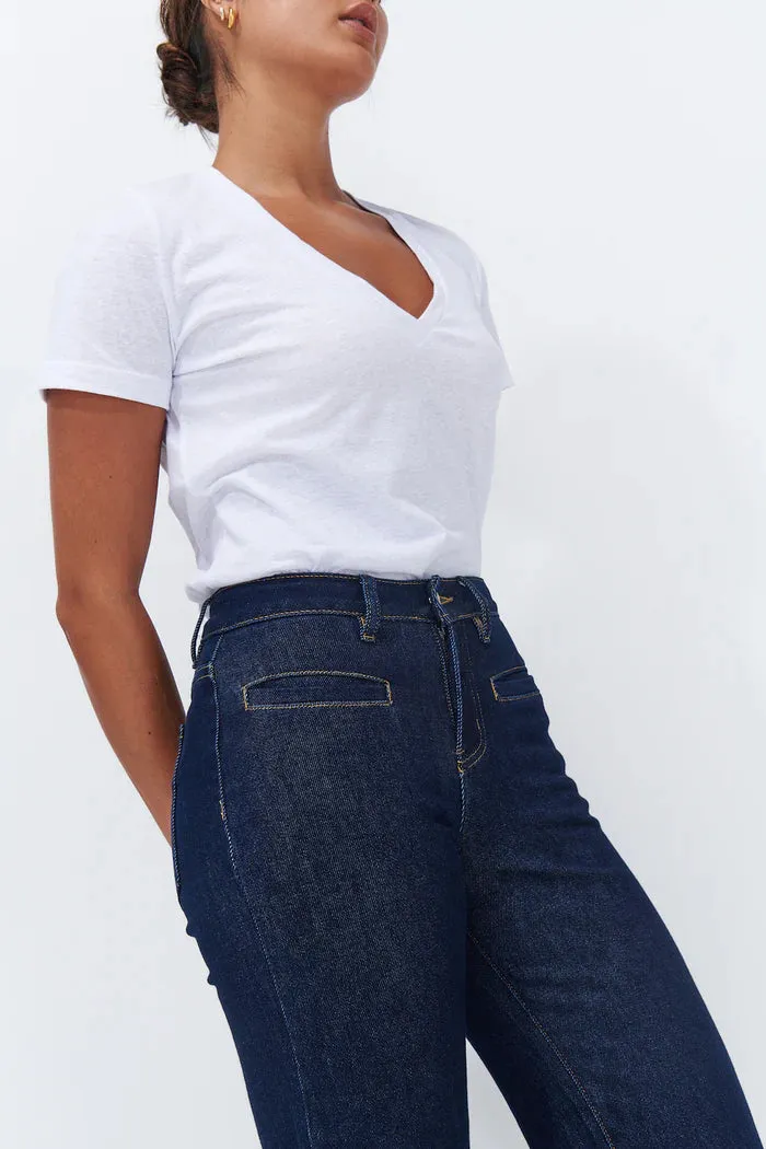 VERONICA V-NECK TEE | White Marle