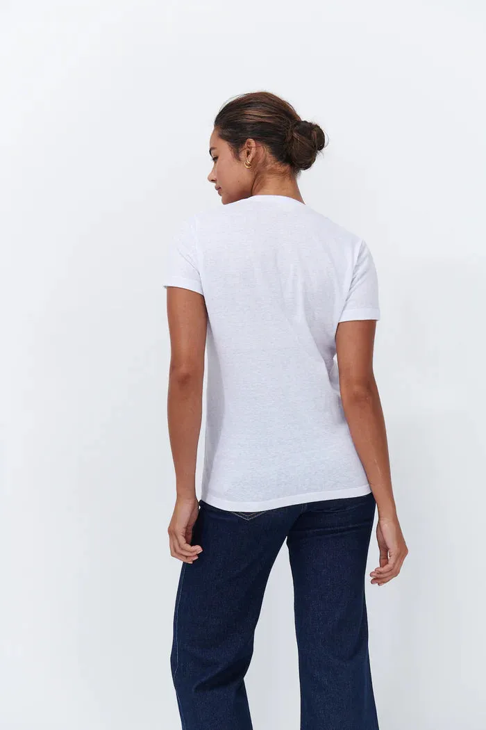 VERONICA V-NECK TEE | White Marle