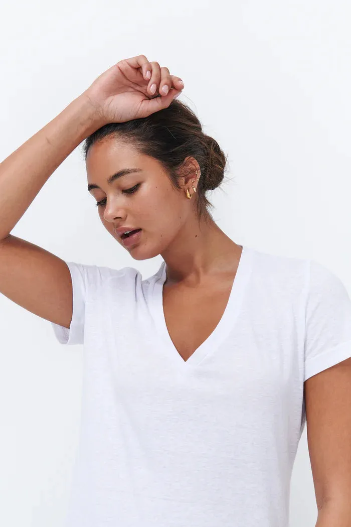 VERONICA V-NECK TEE | White Marle