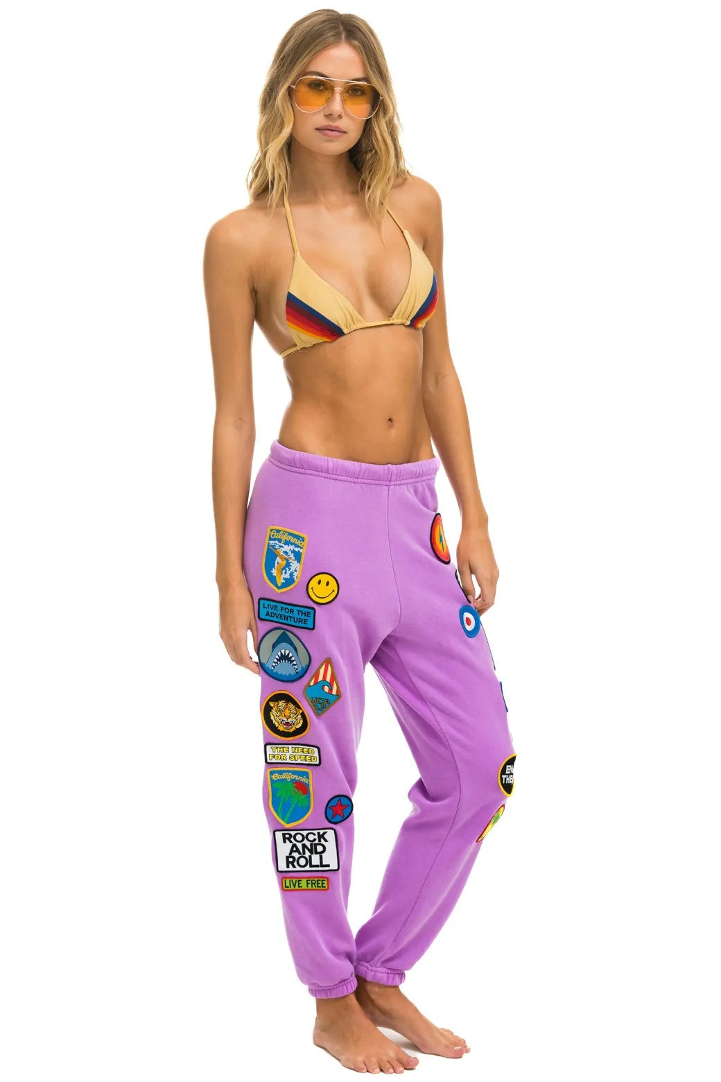 VINTAGE PATCH SWEATPANTS - NEON PURPLE