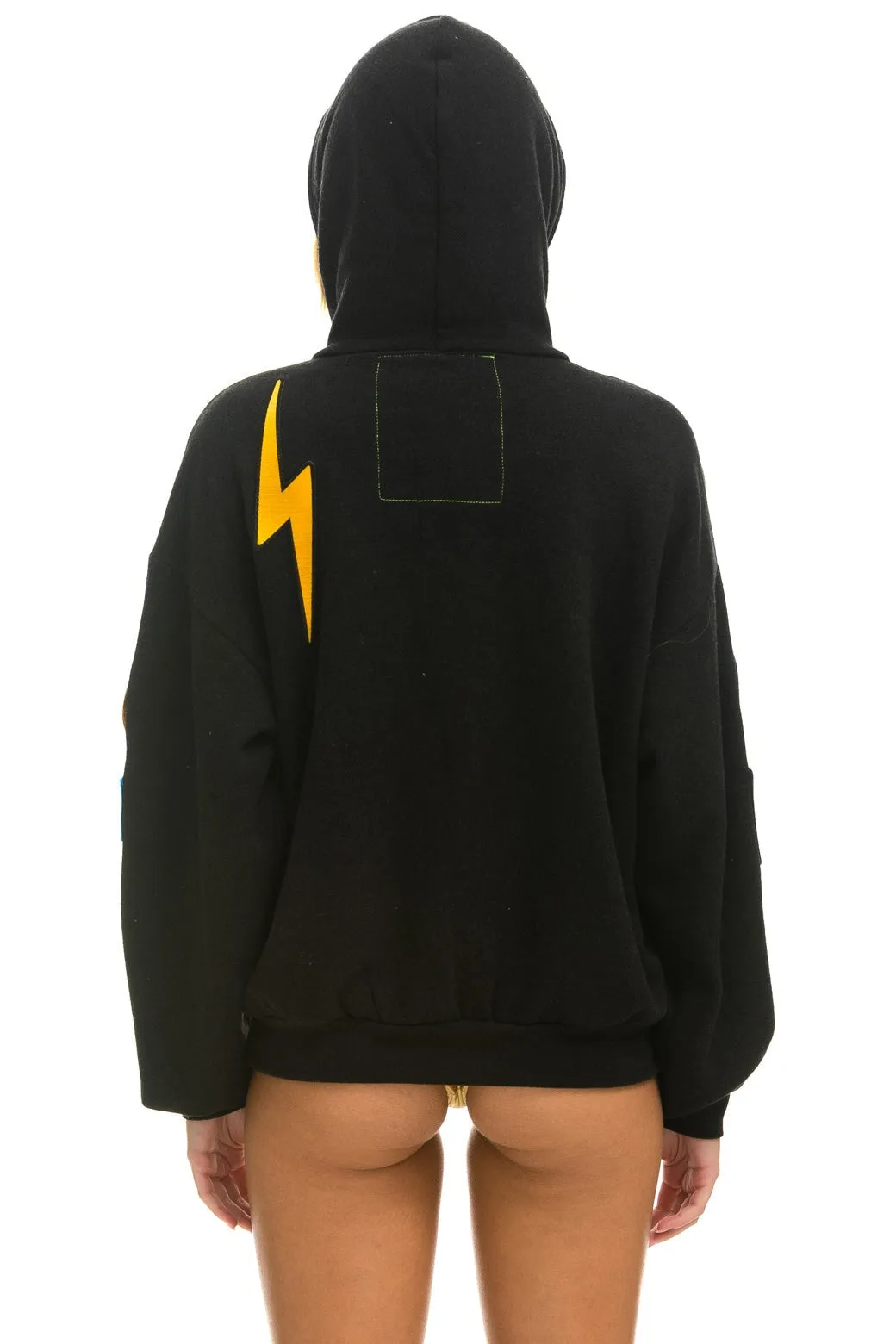 VINTAGE PATCH ZIP HOODIE RELAXED - BLACK