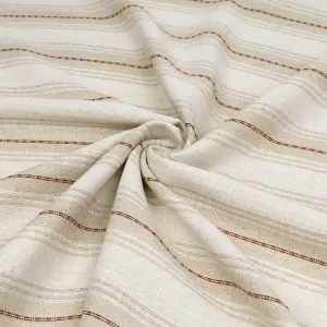 Viscose Linen Blend - Yarn Dyed Rust Brown   White Stripe - SALE