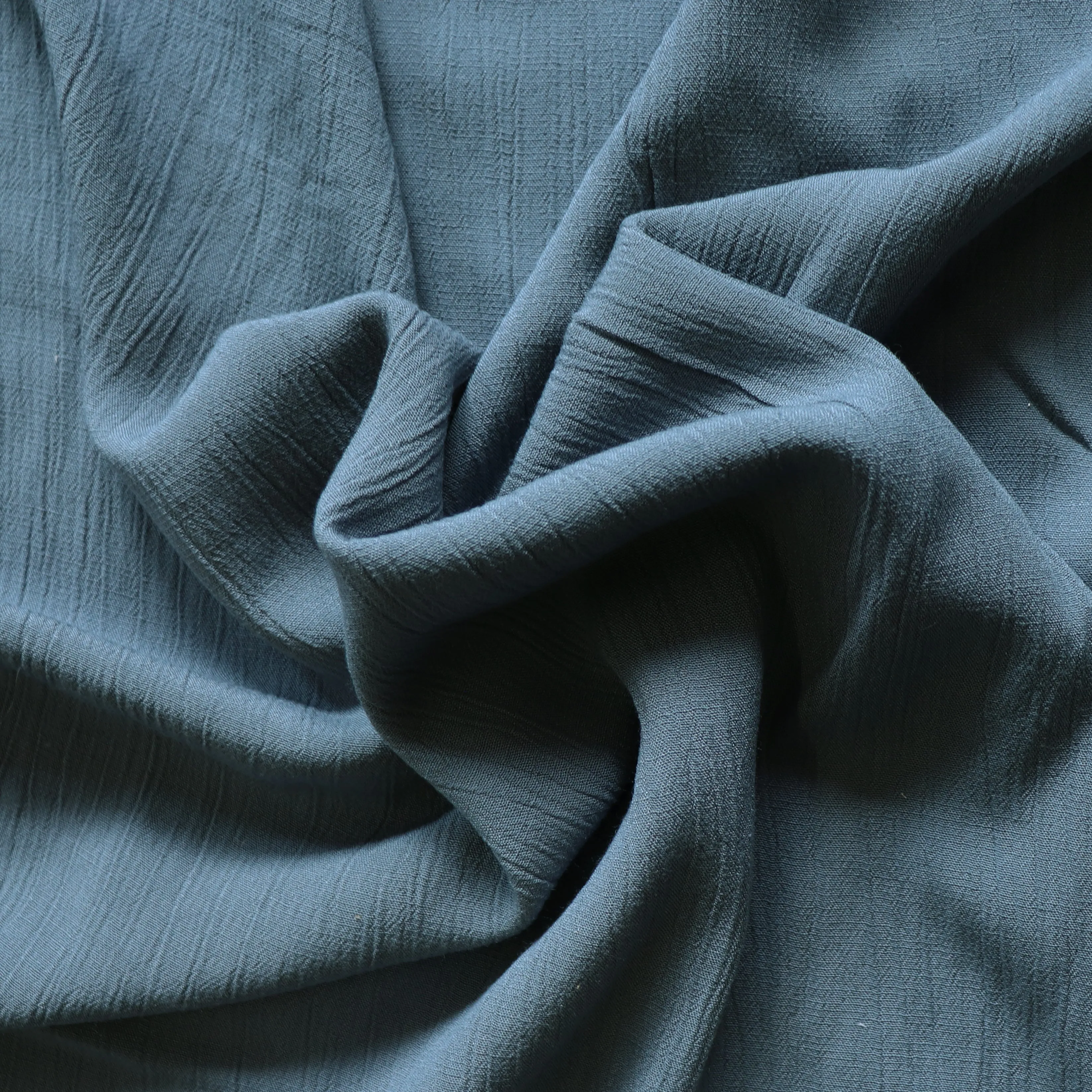 Viscose Linen Crinkle - Slate Blue - END OF BOLT 48cm