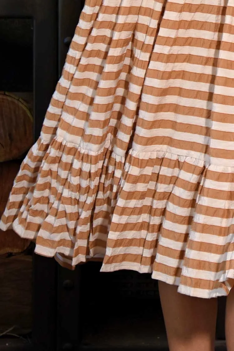 Walk In The Park Dress in Coffee Stripe