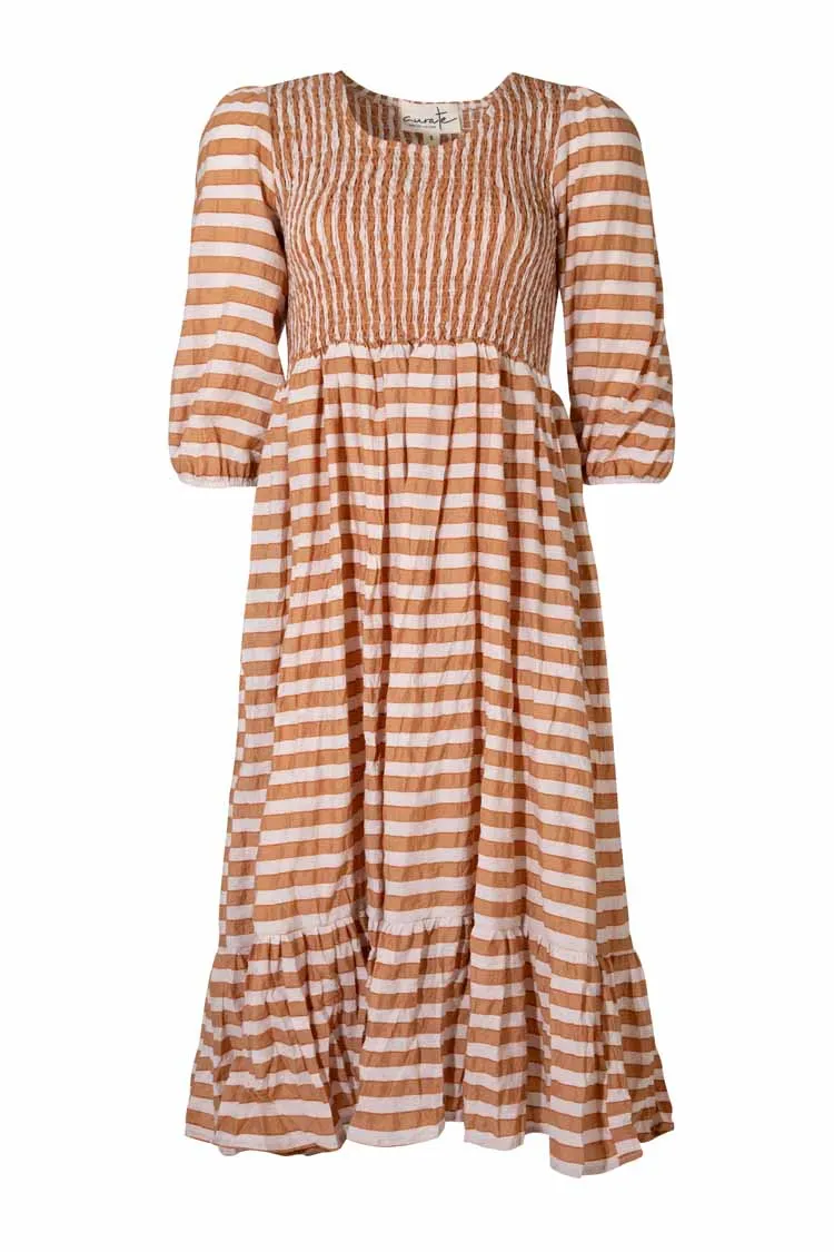 Walk In The Park Dress in Coffee Stripe