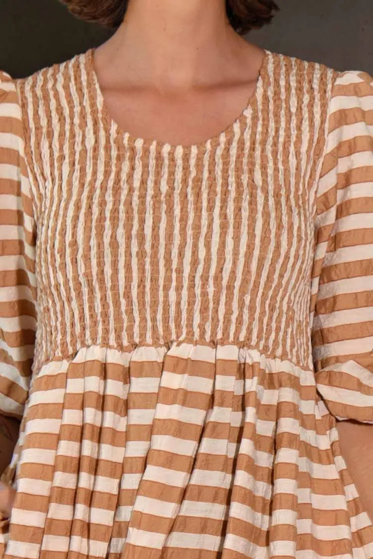 Walk In The Park Dress in Coffee Stripe