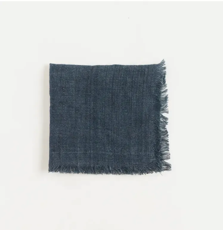 Washed Linen Cocktail Napkins - Navy