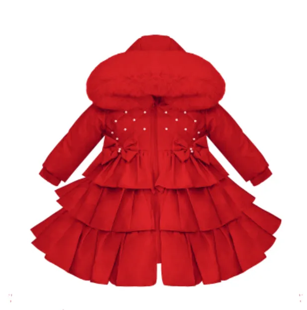 Wee Me Red Frilled Puffy coat MYD405R XMAS