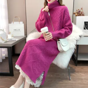 Womens Cable Knit Long Dress