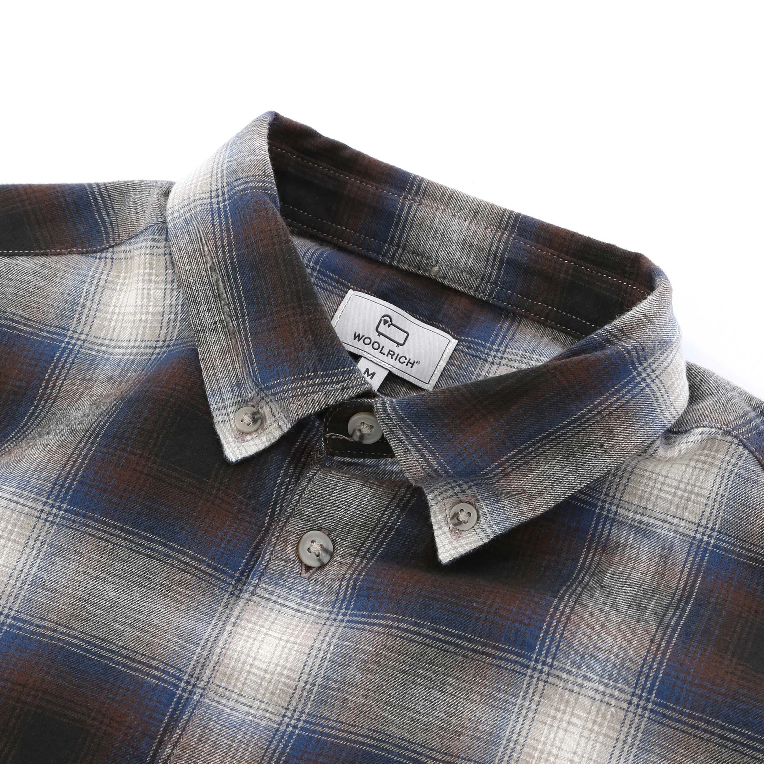 Woolrich Light Flannel Check Shirt in Grey Check