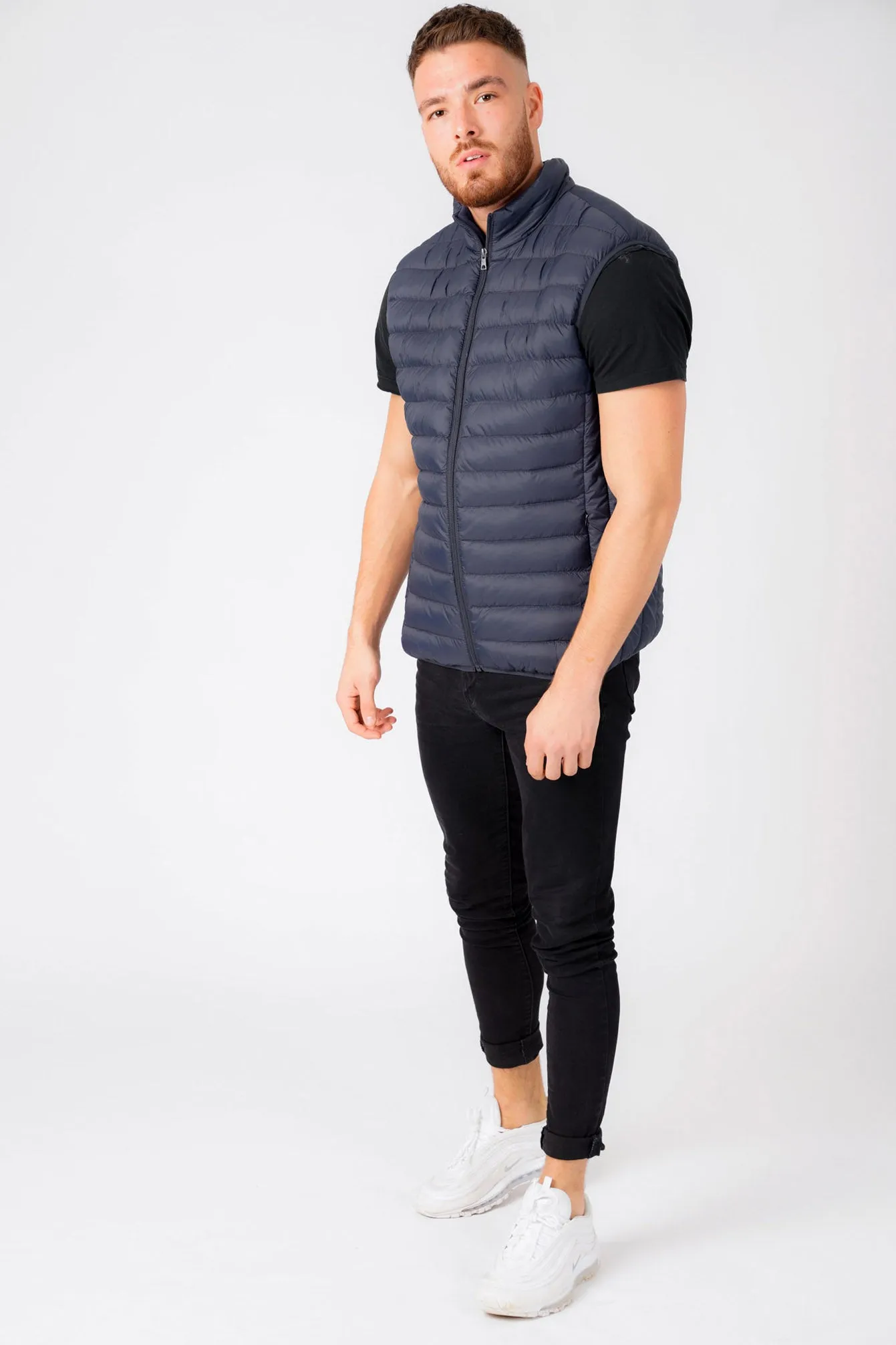 Yellin Quilted Puffer Gilet with Fleece Lined Collar in Mood Indigo - Tokyo Laundry