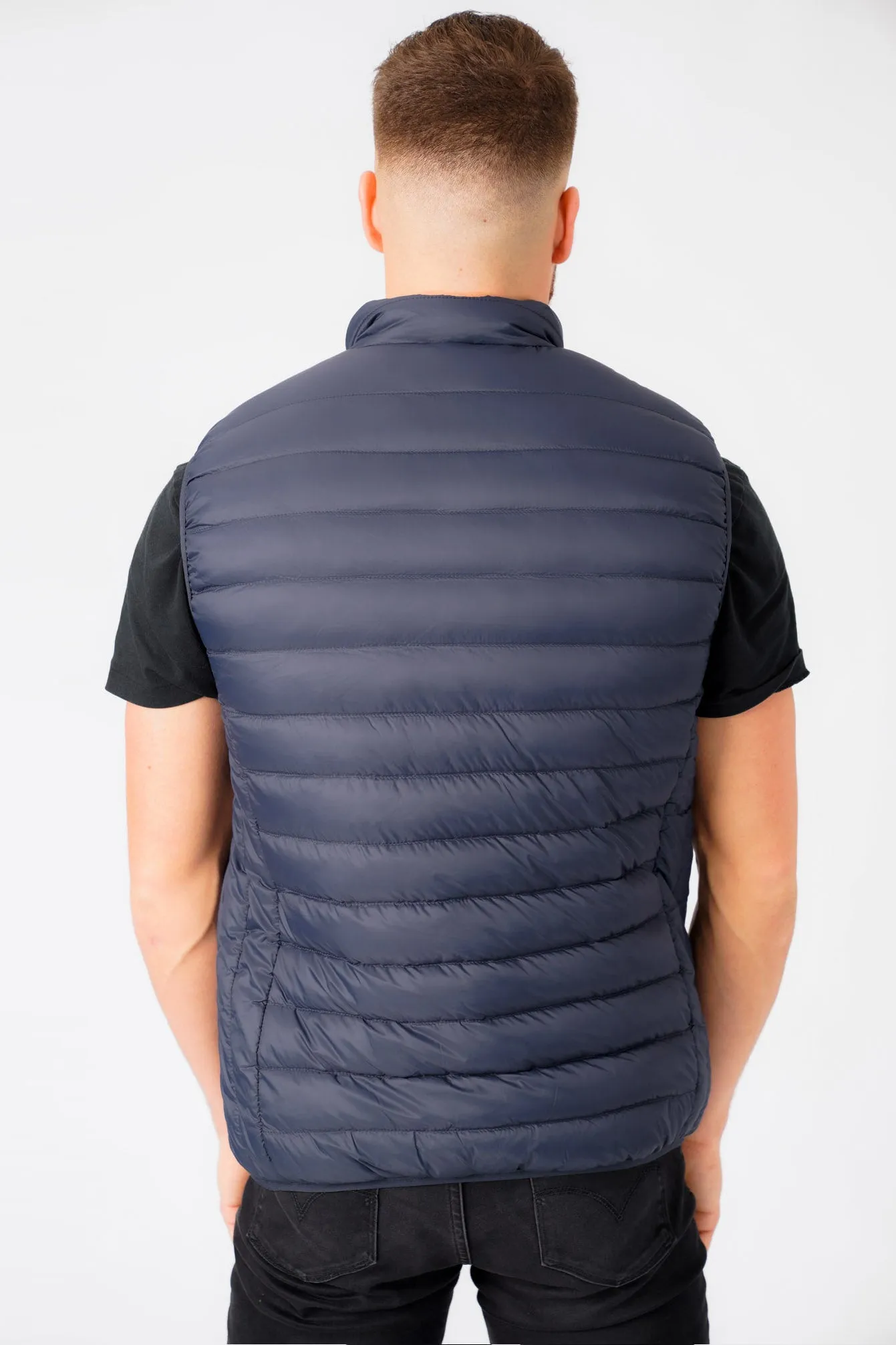 Yellin Quilted Puffer Gilet with Fleece Lined Collar in Mood Indigo - Tokyo Laundry