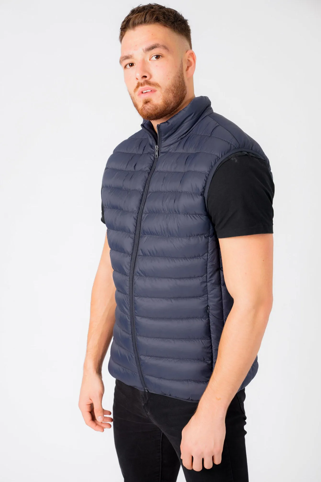 Yellin Quilted Puffer Gilet with Fleece Lined Collar in Mood Indigo - Tokyo Laundry