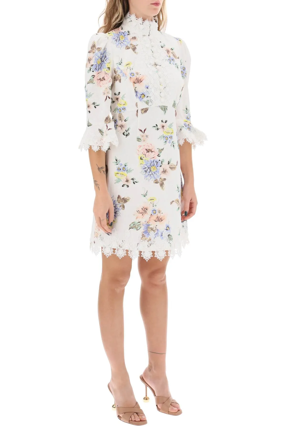 Zimmermann applique linen mini dress