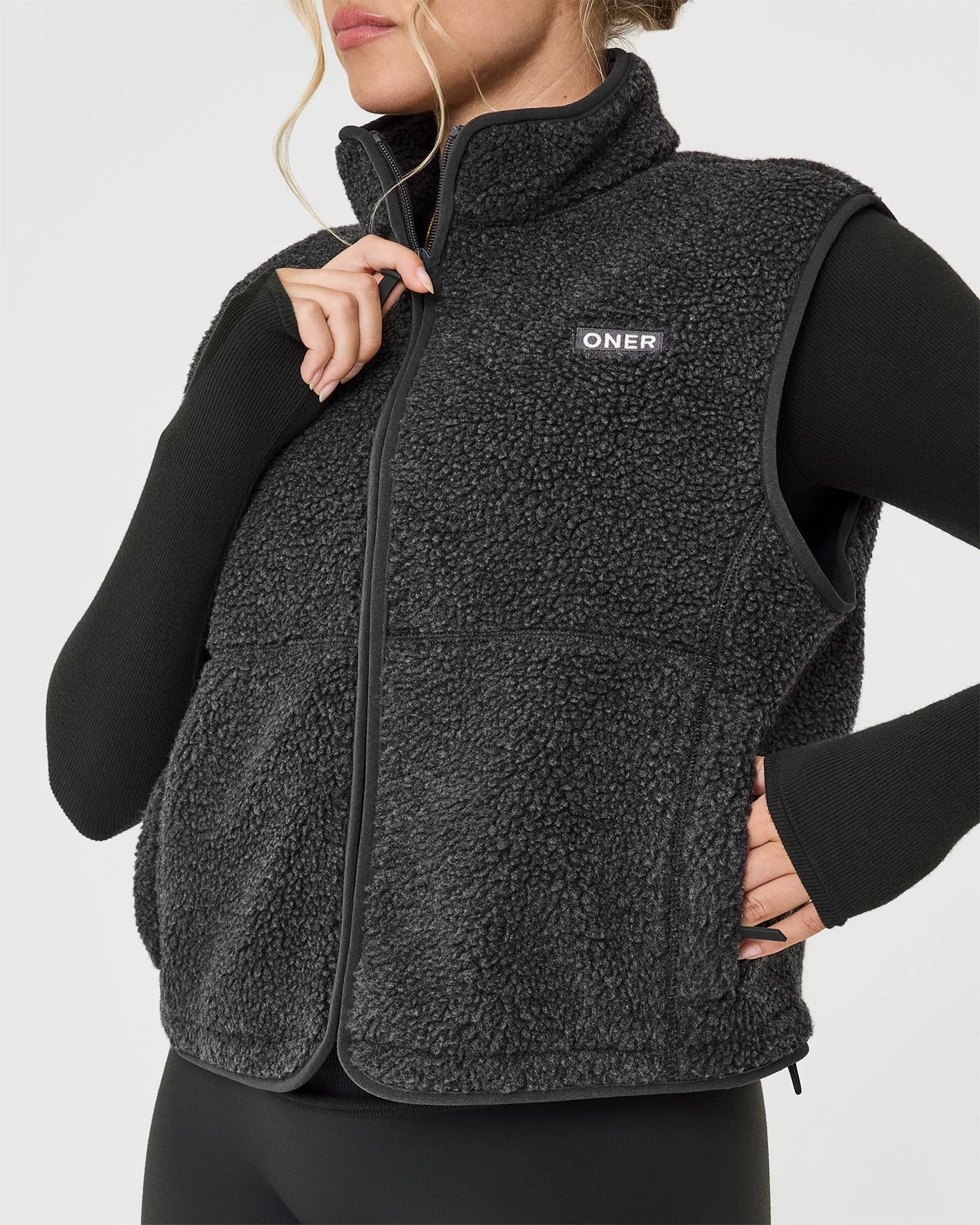 Zip Through Fleece Gilet | Washed Grey